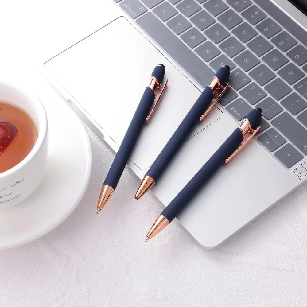 12 PCS 2-in-1 Stylus Retractable Ballpoint Pens,Pen with Stylus tips, 1.0 mm Black Ink Metal Pen Stylus Pens for Touch Screens,12 Pens and 12 Refills(Mixed Color)