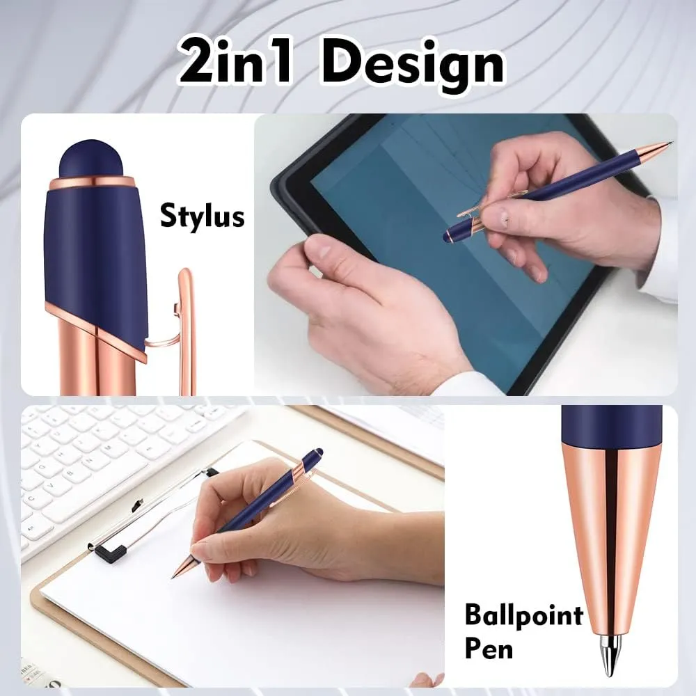 12 PCS 2-in-1 Stylus Retractable Ballpoint Pens,Pen with Stylus tips, 1.0 mm Black Ink Metal Pen Stylus Pens for Touch Screens,12 Pens and 12 Refills(Mixed Color)