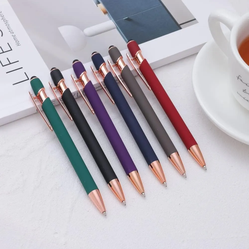 12 PCS 2-in-1 Stylus Retractable Ballpoint Pens,Pen with Stylus tips, 1.0 mm Black Ink Metal Pen Stylus Pens for Touch Screens,12 Pens and 12 Refills(Mixed Color)