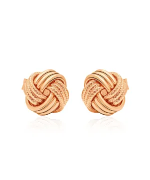 14K Rose Gold Knot Studs
