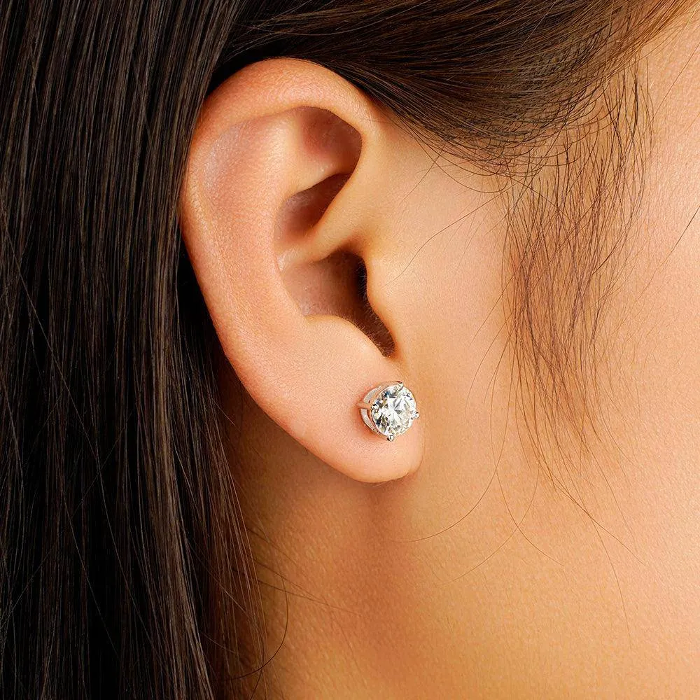 2 ctw Round Brilliant 4-Prong Solitaire Stud Earrings