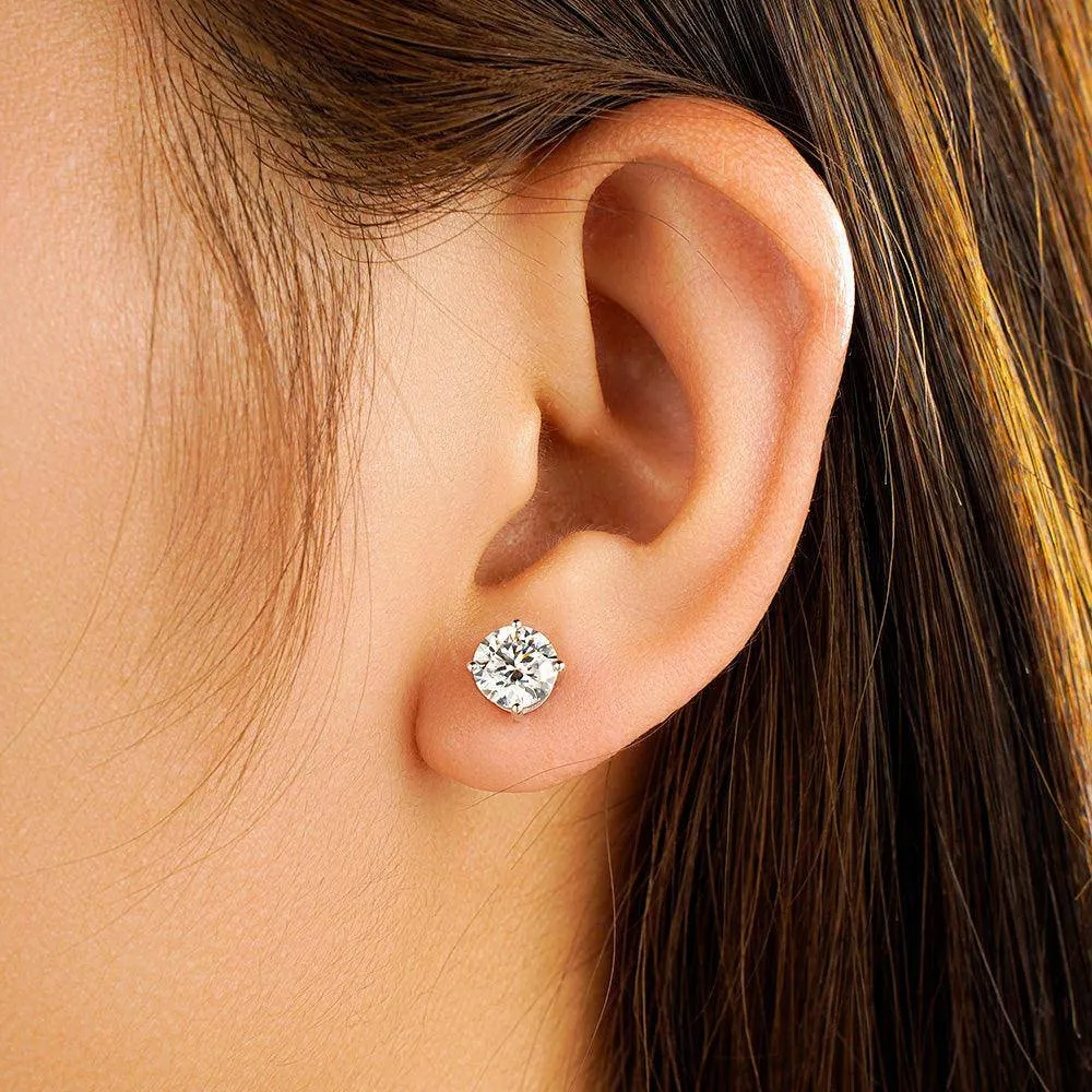 2 ctw Round Brilliant 4-Prong Solitaire Stud Earrings