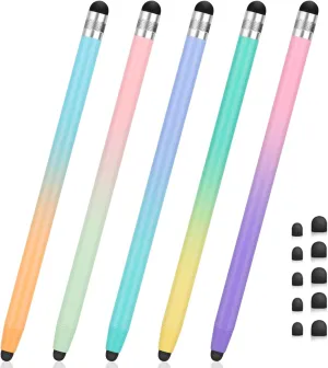 5Pcs Stylus Pen, 2-in-1 Stylus Pen for Touch Screen, High Precision and Sensitivity Stylus Pen for iPhone/ipad/Android Tablets, Compatible with All Touch Screens (Multicolor)