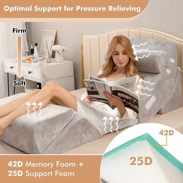 6 Pieces Bed Pillow Sleeping Wedge For Acid Reflux & Gerd