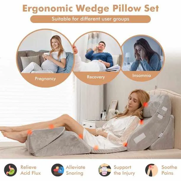 6 Pieces Bed Pillow Sleeping Wedge For Acid Reflux & Gerd