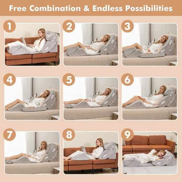 6 Pieces Bed Pillow Sleeping Wedge For Acid Reflux & Gerd