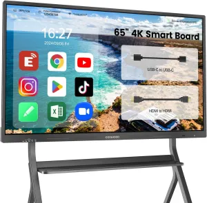 65" Smart Board Wall Mount Stand, 65 Inch Interactive Digital Whiteboard Display, 4K UHD Touchscreen Electronic All-in-One Computer for Classroom Office Home Business