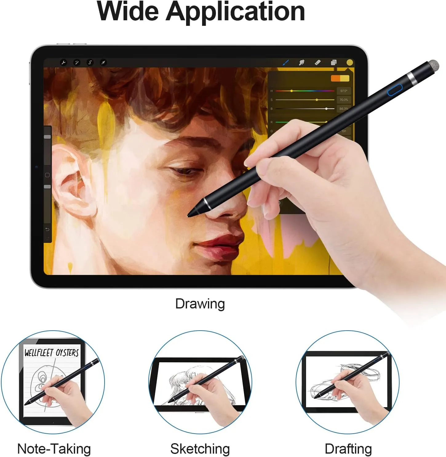 Active Stylus Pens for Touch Screens, Fine Point Smart Digital Pens Compatible with iPhone iPad, Samsung/Android Smart Phone&Tablet Writing Drawing