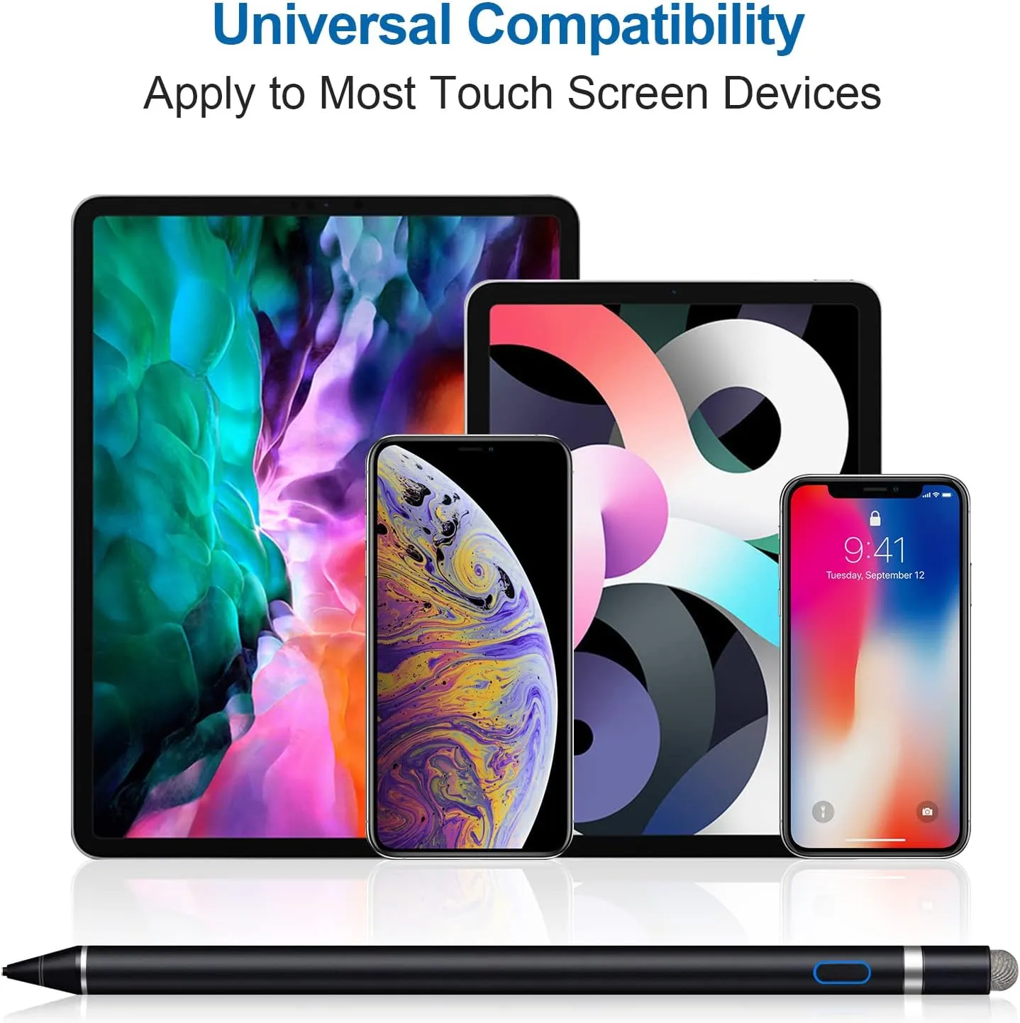 Active Stylus Pens for Touch Screens, Fine Point Smart Digital Pens Compatible with iPhone iPad, Samsung/Android Smart Phone&Tablet Writing Drawing