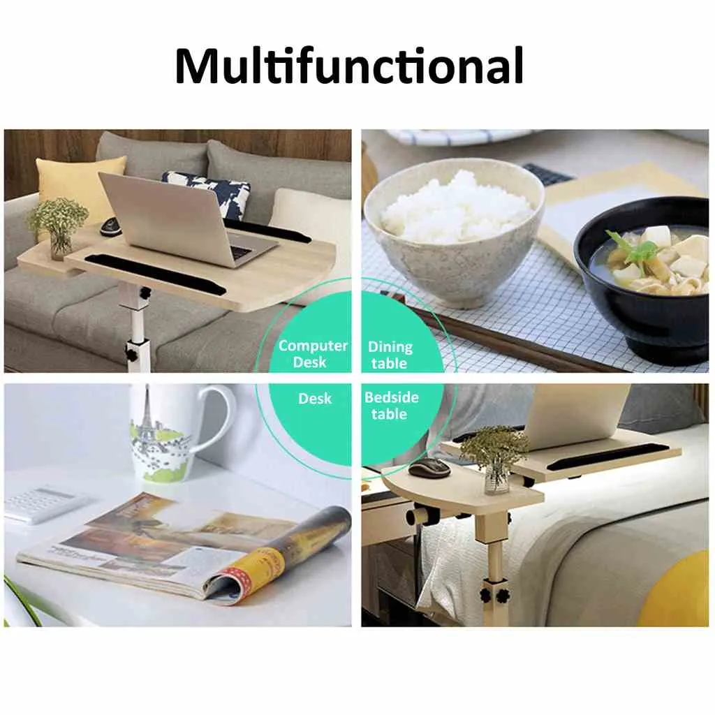 Adjustable Overbed Bedside tray tables with Wheels - overbed rolling table for Hospital and Home Use