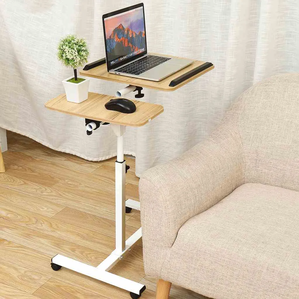 Adjustable Overbed Bedside tray tables with Wheels - overbed rolling table for Hospital and Home Use