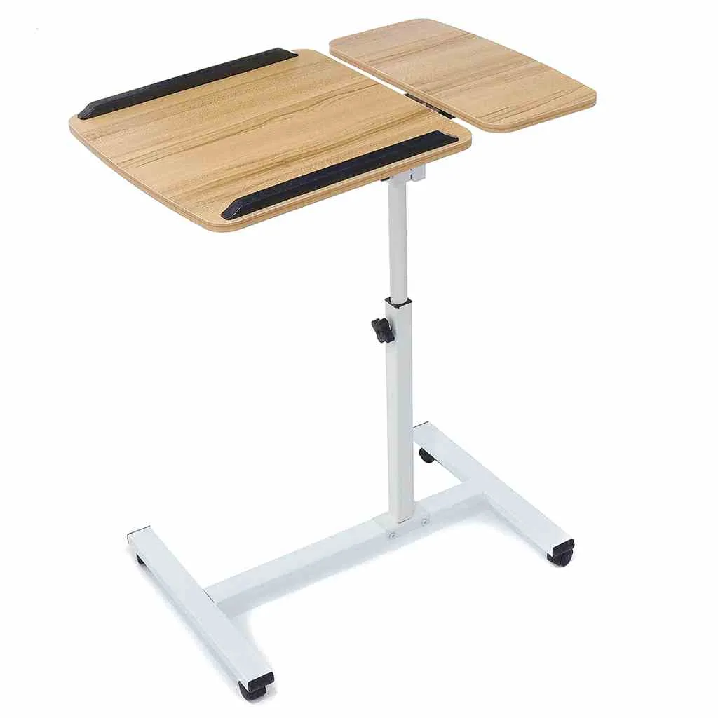 Adjustable Overbed Bedside tray tables with Wheels - overbed rolling table for Hospital and Home Use
