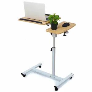 Adjustable Overbed Bedside tray tables with Wheels - overbed rolling table for Hospital and Home Use