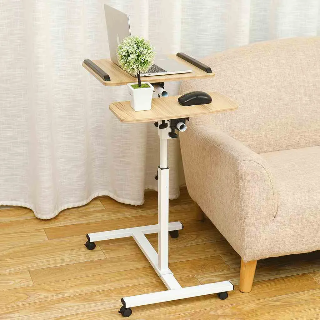 Adjustable Overbed Bedside tray tables with Wheels - overbed rolling table for Hospital and Home Use