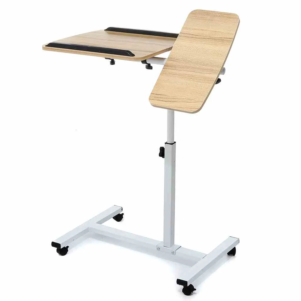 Adjustable Overbed Bedside tray tables with Wheels - overbed rolling table for Hospital and Home Use