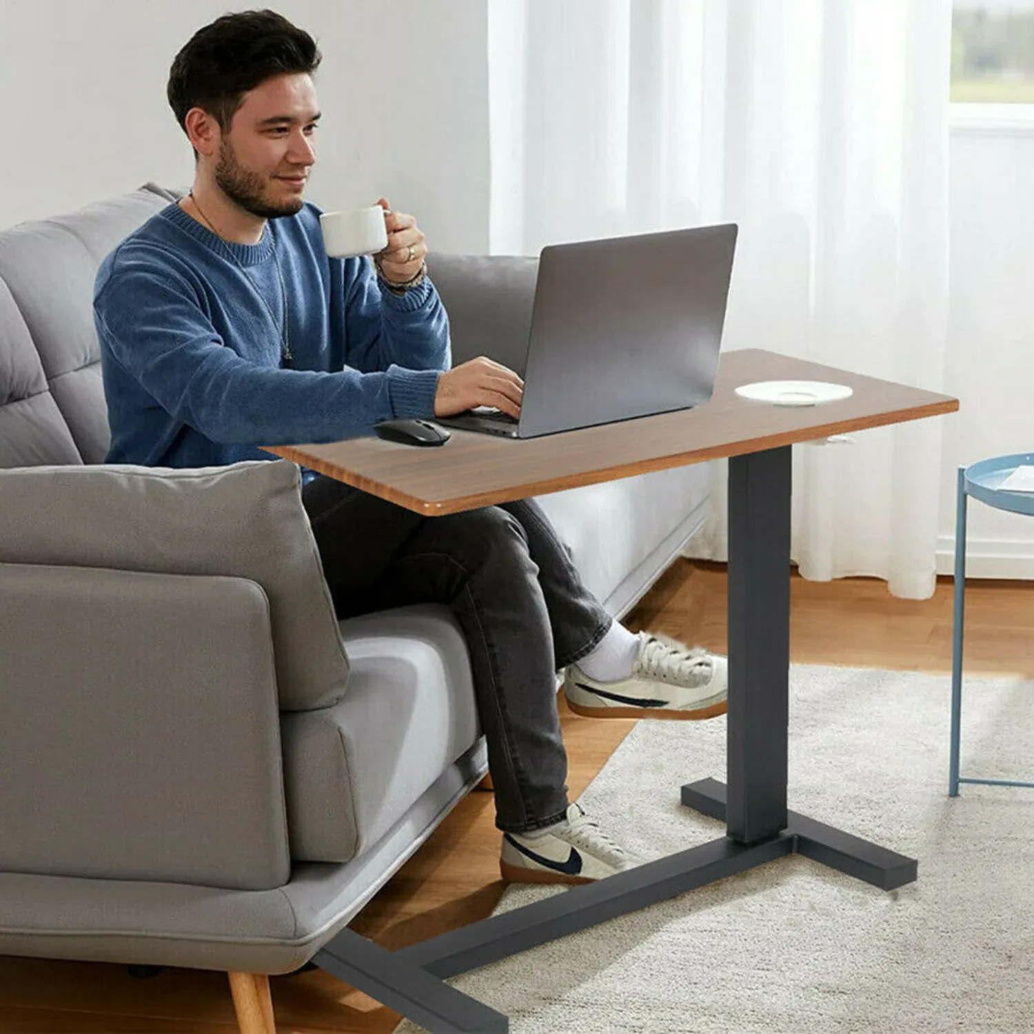 Adjustable Slide Under Couch Laptop Dining Side Table, Portable