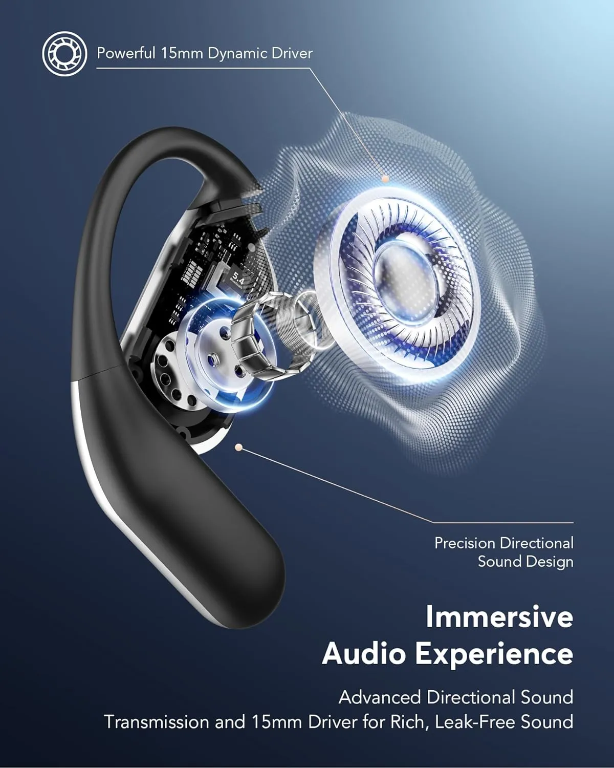 AI Language Translation Earbuds, Bluetooth 5.4 Headphones Translator for 144 Languages & Accents, OWS LCD Touch Screen Real-Time Earphones Fit iOS and Android Ideal for Travel Business Learning, Black