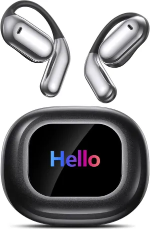 AI Language Translation Earbuds, OWS LCD Touchscreen Real-Time Translator for 144 Languages & Accents Includes Free Subscription Translation Device Earphones for Travel Business Learning, Black
