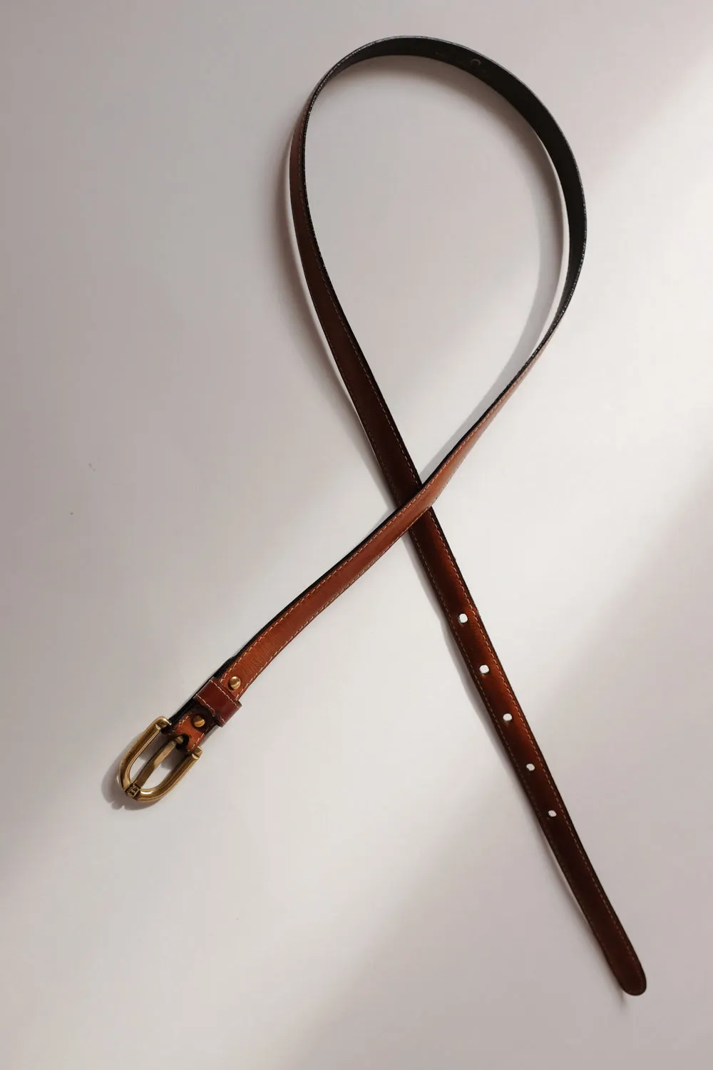 AIGNER VINTAGE BROWN LEATHER BELT