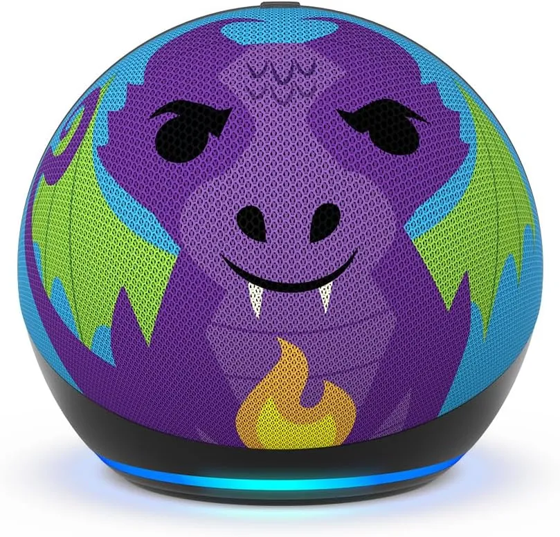Amazon Echo Dot Kids (newest model), Designed for kids, with parental controls, Includes 1 Year of Amazon Kids , Dragon