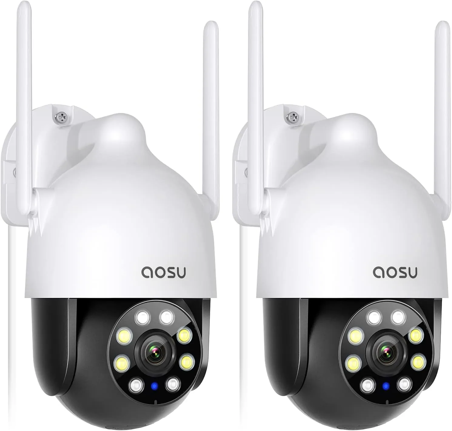 AOSU 2K Security Camera 2Pack with Motion Tracking, 360Pan-Tilt View Security Camera, Spotlight & Siren, 2.4G WiFi, 2-Way Audio, Full Color Night Vision Security Camera, Waterproof Outdoor Camera