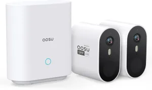 AOSU Security Cameras Wireless Outdoor - 3K 5MP Ultra HD, Home Security System, 240-Day Battery Life, Motion Detection, 166 Wide View, Night Vision, 32GB Local Storage, No Monthly Fee