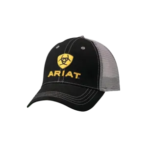 Ariat Black Grey Mesh Embroidered Shield Logo Cap