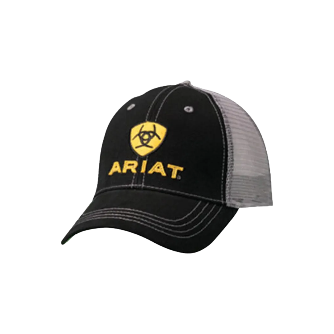 Ariat Black Grey Mesh Embroidered Shield Logo Cap