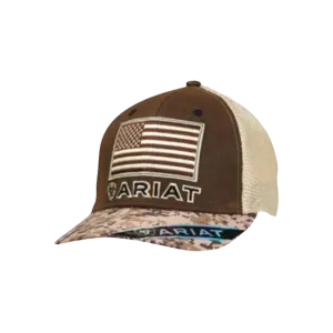 Ariat M&F Brown Camo Design USA Flag Cap
