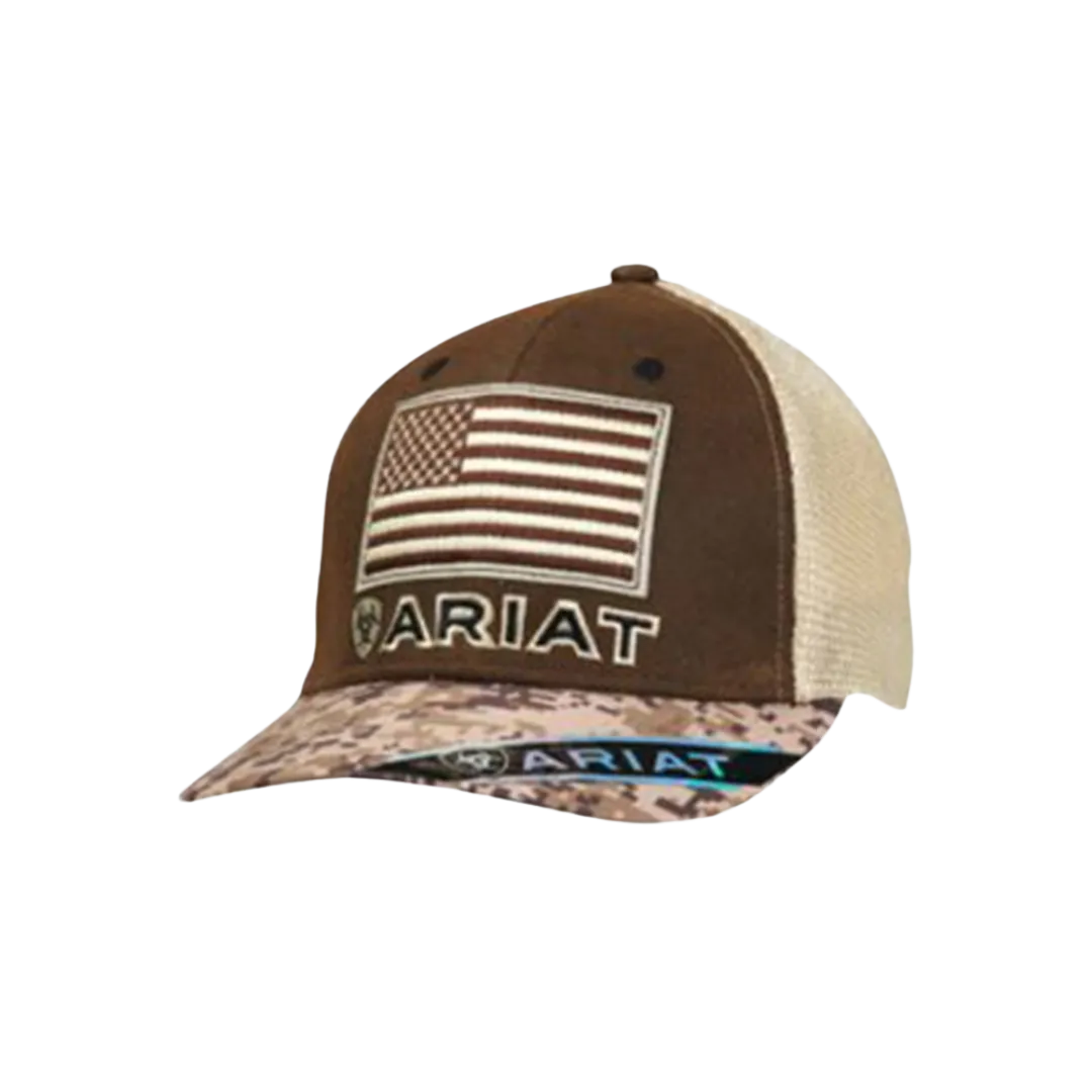 Ariat M&F Brown Camo Design USA Flag Cap