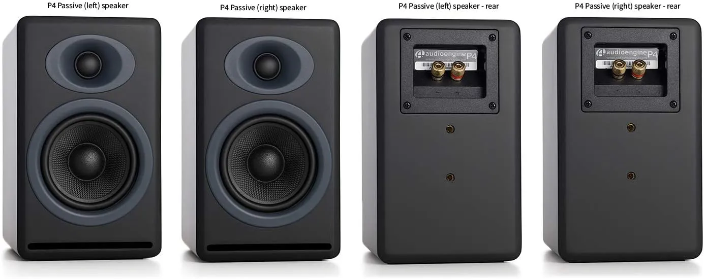 Audioengine P4 Passive Bookshelf Speakers | Home Stereo High-Performing 2-Way Desktop Speakers (Black)