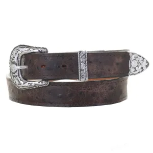 B1110 - Chocolate Vintage Ostrich Print Belt
