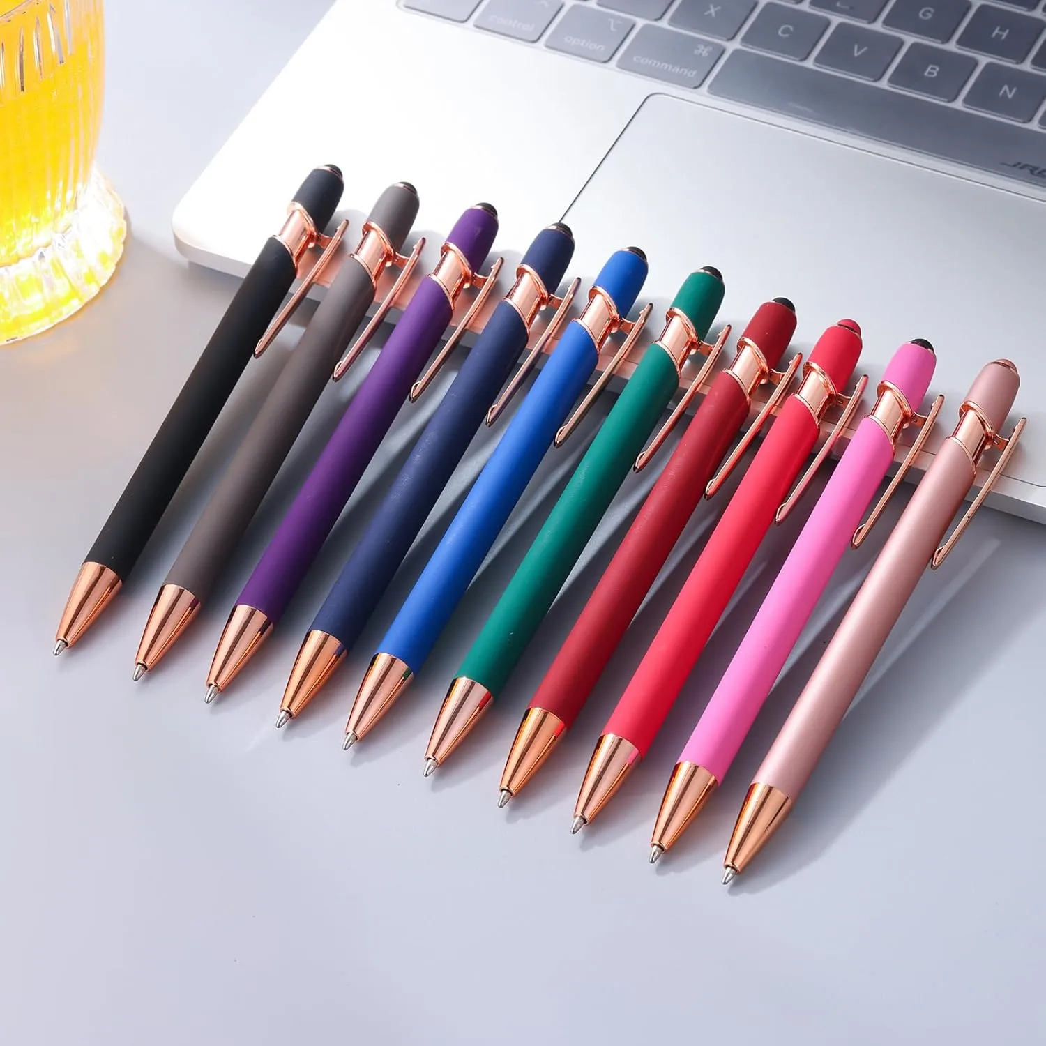 Ballpoint Pens,Pen with Stylus Tips, 1.0 mm Black Ink Metal Stylus Pens for Touch Screens, 2 in 1 Stylus Ballpoint Pens (12 Colors pens
