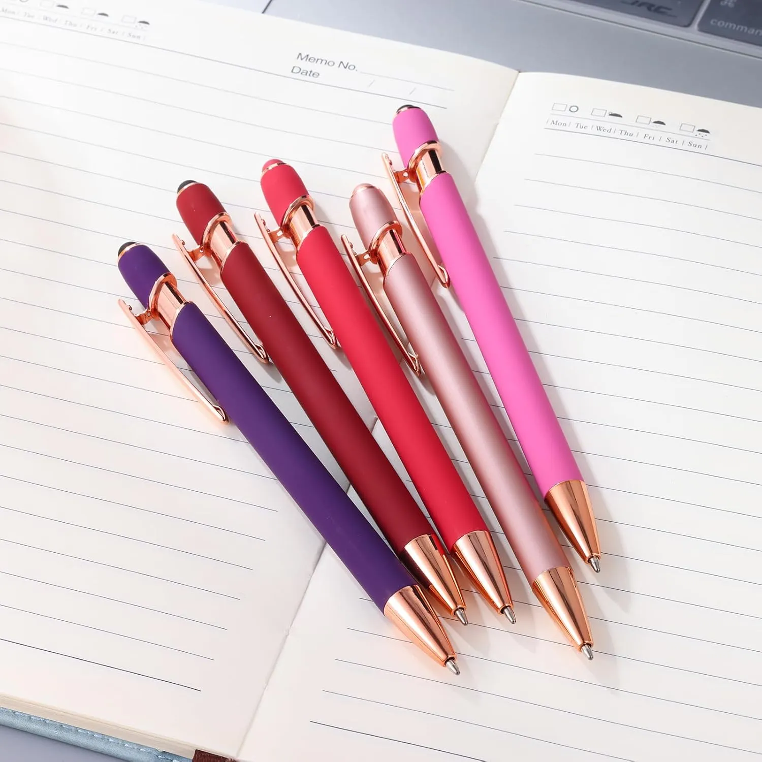 Ballpoint Pens,Pen with Stylus Tips, 1.0 mm Black Ink Metal Stylus Pens for Touch Screens, 2 in 1 Stylus Ballpoint Pens (12 Colors pens
