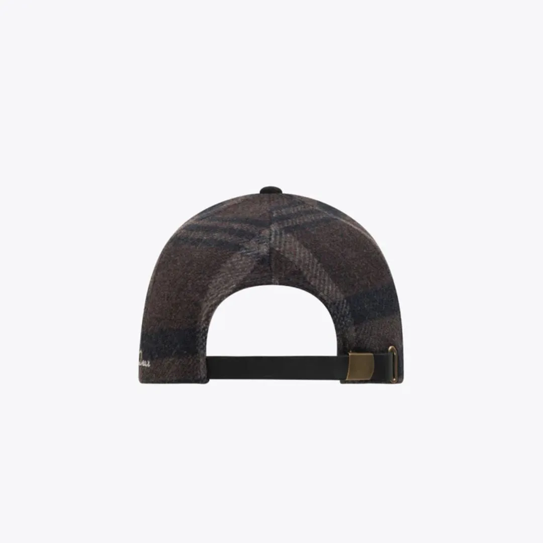 Baseball Cap Check Wool (Coffee Brown   Ivory)