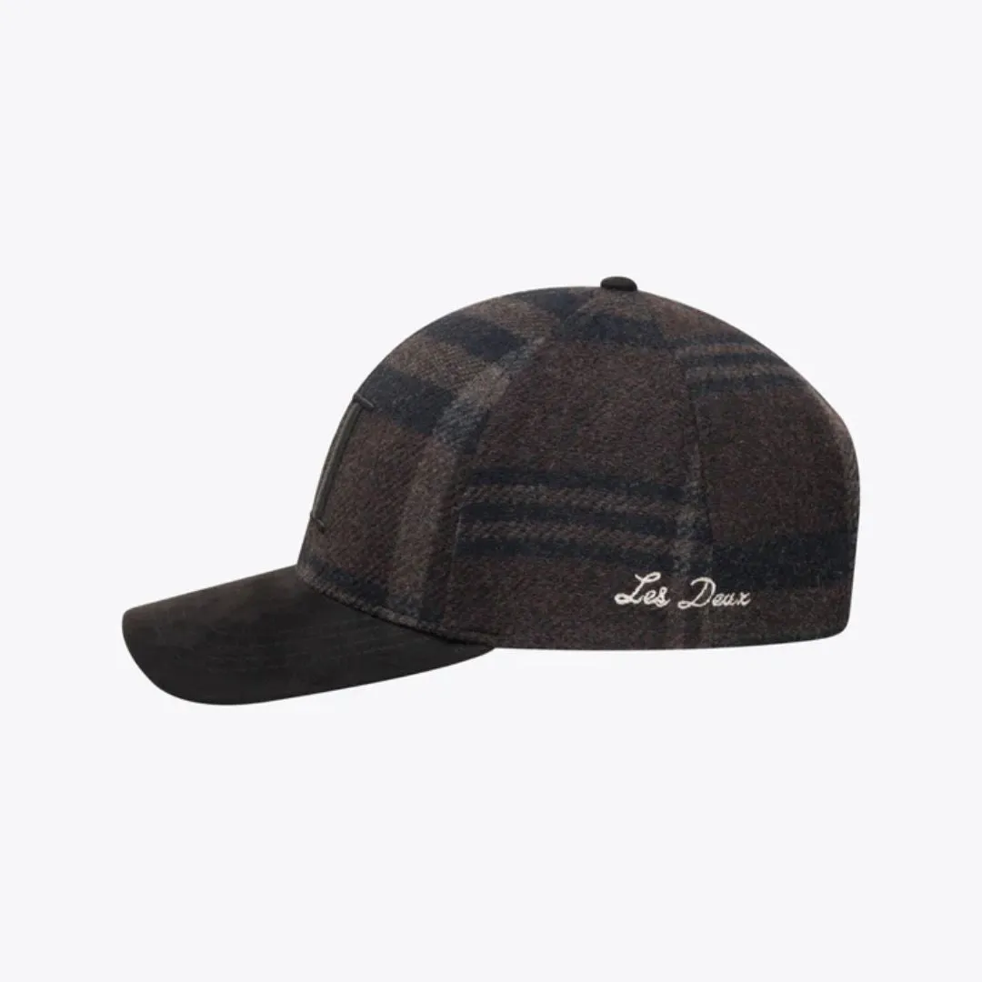Baseball Cap Check Wool (Coffee Brown   Ivory)