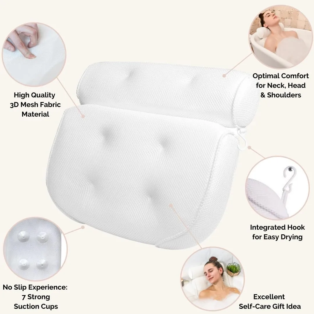 Bathtub Tray and Luxury Bath Pillow Set - Expandable Bath Tray for Tub and Deluxe Bathtub Pillow for Tub for Ultimate Relaxation - Perfect Bath Accessories for Women, Spa Gifts for Women.