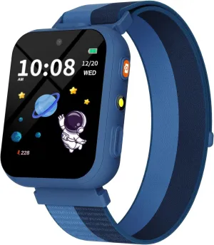 BIGGERFIVE Smart Watch for Kids with Dual Cameras, Two Straps, 30 Puzzle Games, Video & Music Player, Audiobooks, Flashlight, Pedometer, Educational Toys Birthday Gifts for Boys Girls Ages 4-10 Blue