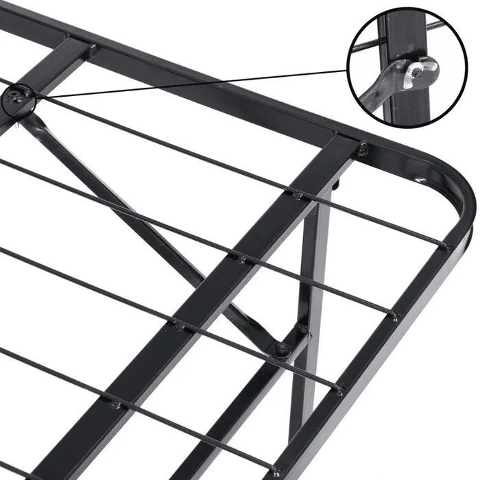 Black Heavy Duty Metal Queen Platform Slat Bed Frame