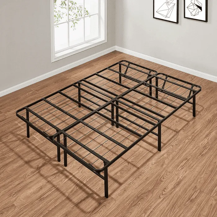 Black Heavy Duty Metal Queen Platform Slat Bed Frame