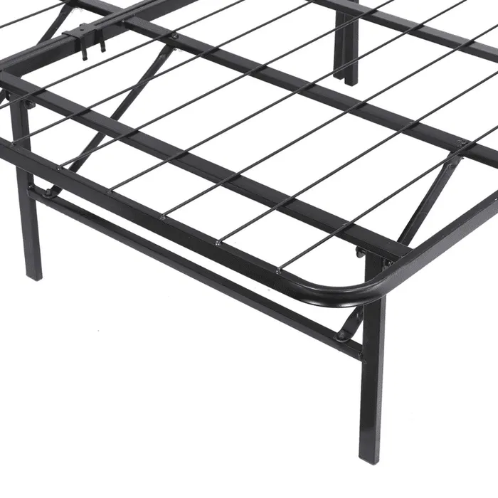 Black Heavy Duty Metal Queen Platform Slat Bed Frame