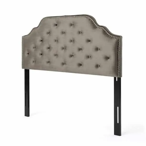 Black King Upholstered Padded Fabric Covered Headboard