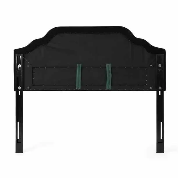 Black King Upholstered Padded Fabric Covered Headboard