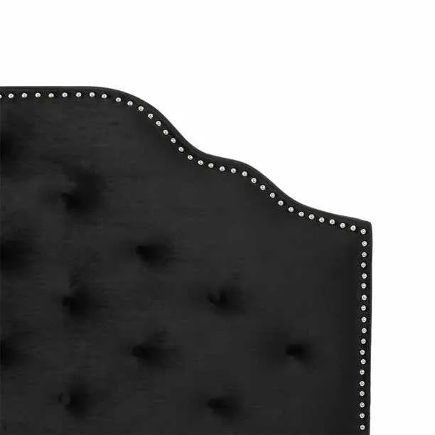 Black King Upholstered Padded Fabric Covered Headboard