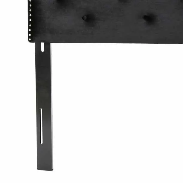 Black King Upholstered Padded Fabric Covered Headboard