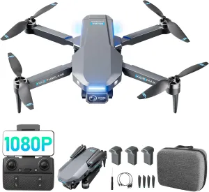 Brushless Motor Drone with Dual Camera for Kid, Long Range FPV Video RC Drone with Optical Positioning,2.4G Transmission,110FOV 90Adjustable Lens,3 Batteries, Beginners, Under 249G (Grey)
