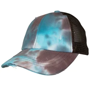BT-924 C.C Criss Cross Pony Cap Tie Dye Brown/Brown