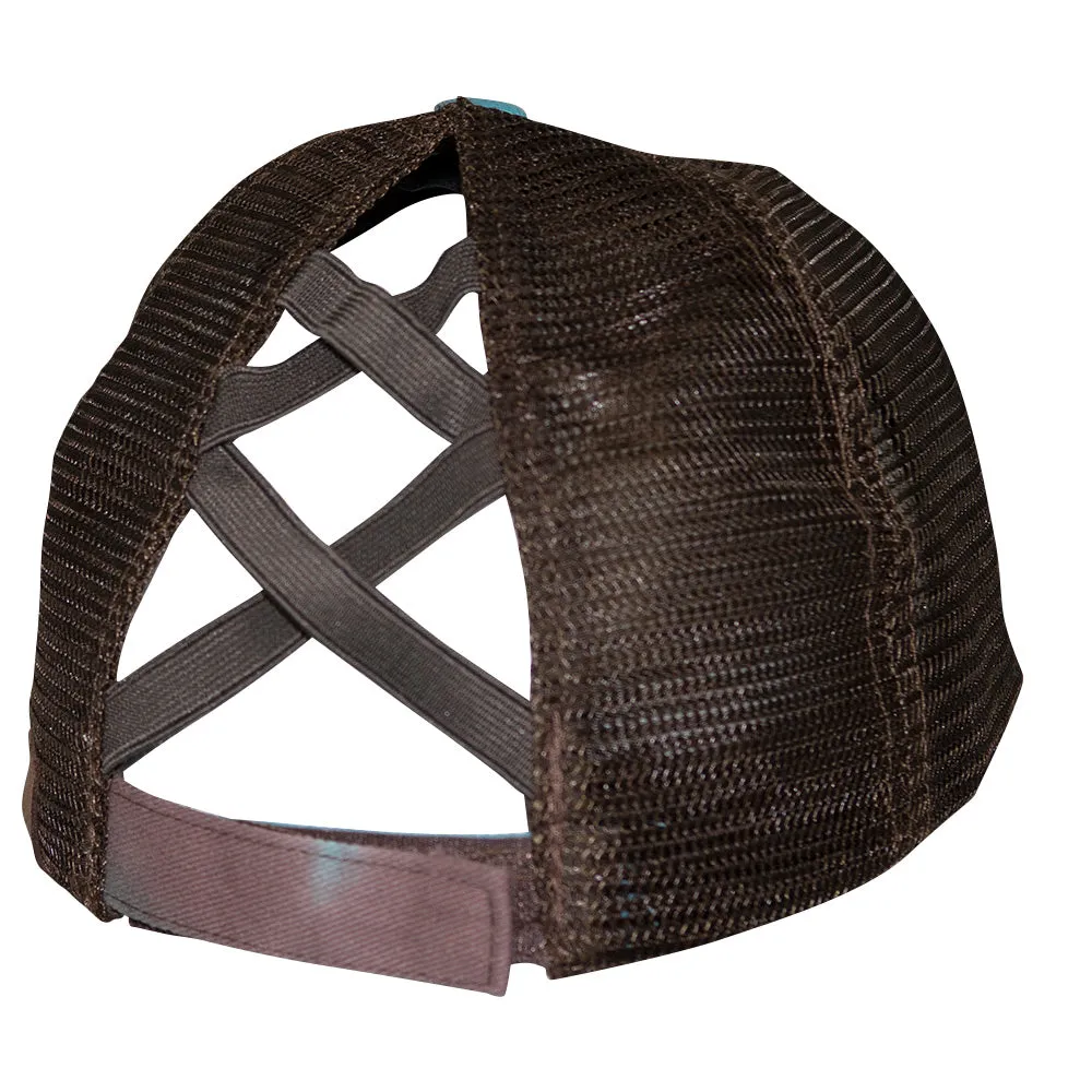 BT-924 C.C Criss Cross Pony Cap Tie Dye Brown/Brown
