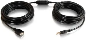 C2G 38999 USB Active Extension Cable - USB 2.0 A Male to A Female Cable, Center Booster Format, Black (39.4 Feet, 12 Meters)