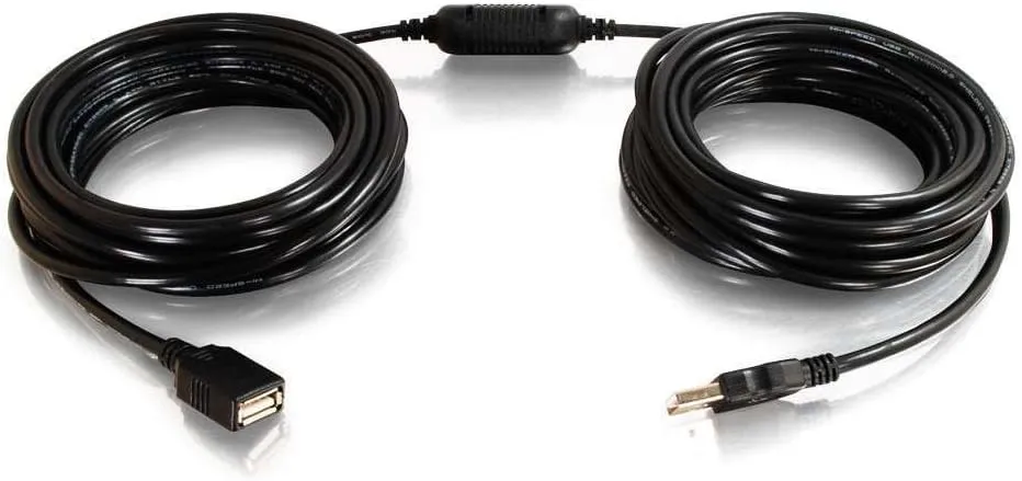 C2G 38999 USB Active Extension Cable - USB 2.0 A Male to A Female Cable, Center Booster Format, Black (39.4 Feet, 12 Meters)